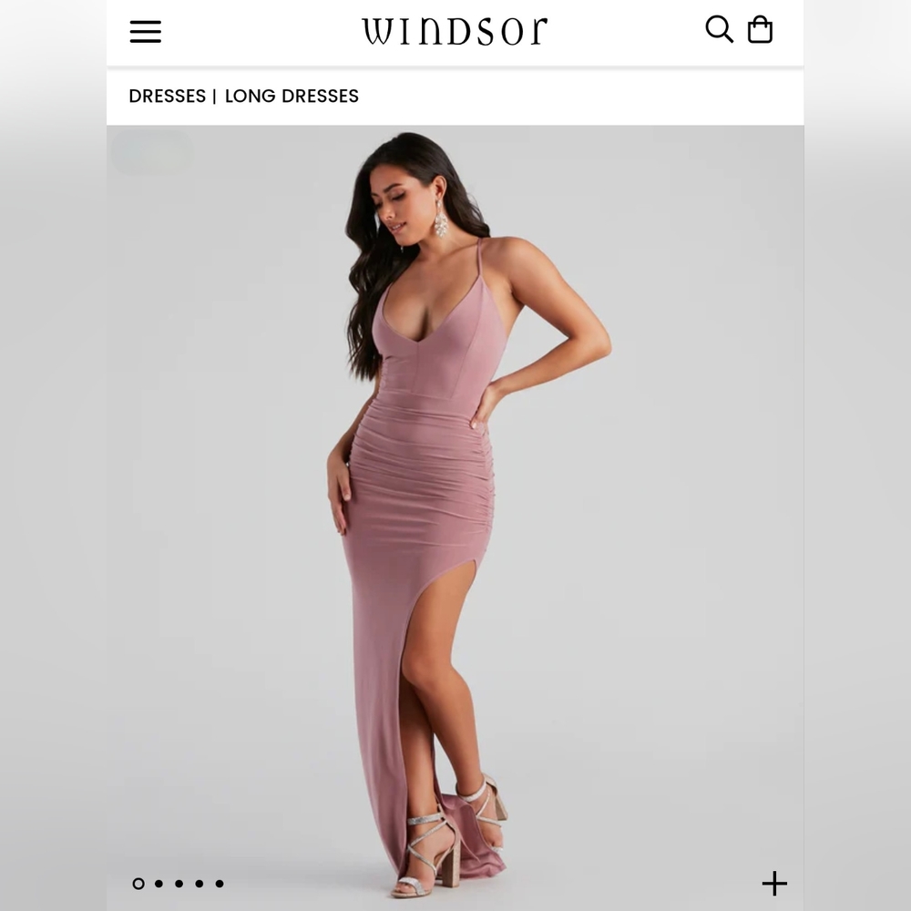 Windsor, Heather Ruched High-Slit Formal